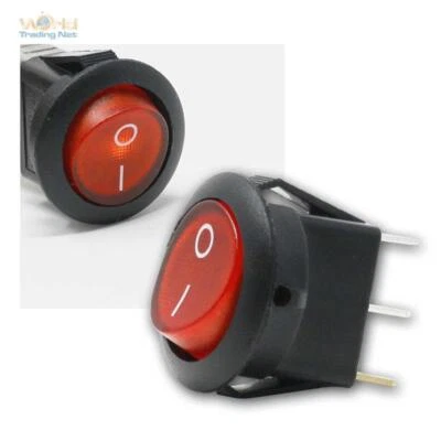 WORLD-TRADING-NET 5x Mini-Wippenschalter 1-polig EIN/AUS RUND 250V/6A ROT