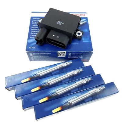 4x Bosch Glow Plug + 1x Control Unit for BMW E90 318d 320d E87 118d 120d N47D20 - Image 1 of 2