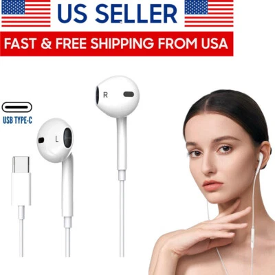 Headphones Earphones USB-C Type C For Apple iPhone 15 Pro Max Plus iPad Pro NEW