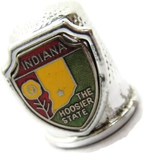 Thimble Indiana The Hoosier State Silver Tone Metal Vintage