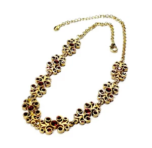 Bijou alliage doré collier créateur Takara strass rouge necklace - Picture 1 of 6