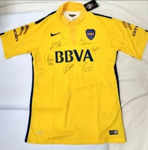 BOCA JUNIORS FOOTBALL BBVA NIKE SHIRT SIGNED OSVALDO ORION DIAZ MELI CUBAS 2015 - Picture 1 of 4