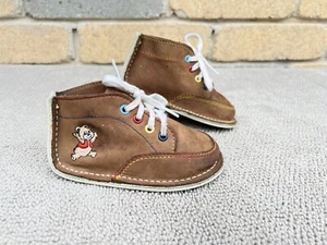 Kids Toddlers Shoes Leather Upper Browns Size 5 Lace Up 099526 Animal Print Bear - Picture 1 of 8