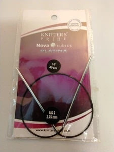 Knitters Pride Nova Cubics Platina 16 pulgadas 40 cm EE. UU. 2/2,75 mm agujas circulares - Imagen 1 de 2