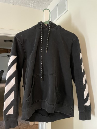 OFF WHITE Felpa con cappuccio bianca nera