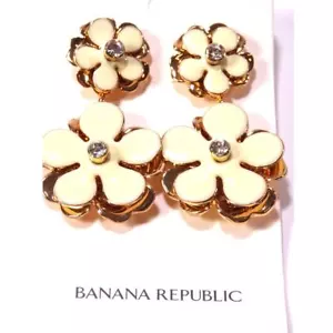 Banana Republic Women's layered Enamel FLORAL Drop Earrings NWT 48 - Picture 1 of 5