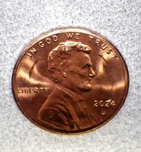 Grease Die Strike  2024 P Lincoln Shield Cent U.S. Round Die Strike Error - Picture 1 of 6