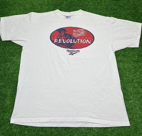 VINTAGE 90s REEBOK NEW ENGLAND REVOLUTION SOCCER MLS T SHIRT MENS XXL Cover