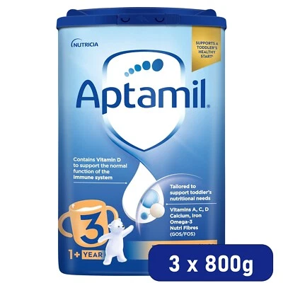 3 x 800g Aptamil 3 GUM Growing Up Baby Milk Formula - Image 1 of 4