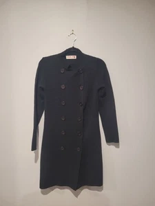 CABLE MELBOURNE Black 100% Merino Wool Knit Double Button Knit Coat XS - Picture 1 of 6