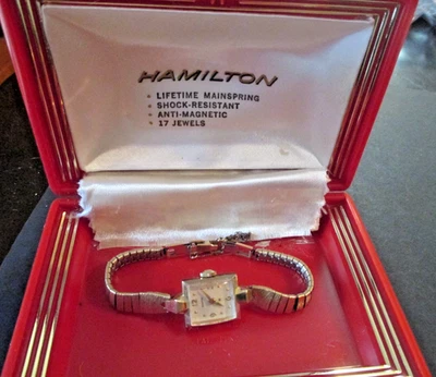1979 HAMILTON relógio de pulso feminino caixa de ouro 14k 17j Gr 772 Swiss Pratt & Whitney - Imagem 1 de 4