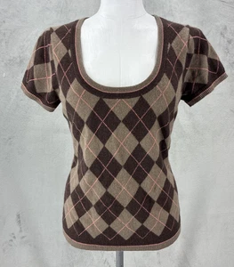 Suéter Argyle Vintage Juicy Couture 100% Cachemira Marrón Y2K Preppy - Imagen 1 de 13