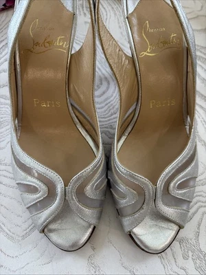 Christian Louboutin 👠 Silver leather Size 37 Women shoes - Image 1 of 4