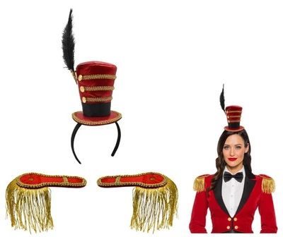 Mini Ringmaster Hat And Black Shoulder Epaulettes Gold Fringe Costume Accessory - image 1 of 4