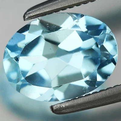 Natural Gemstone 1.30ct t.w 7.8x5.9mm Oval Sky Blue Topaz, Brazil - Image 1 of 4