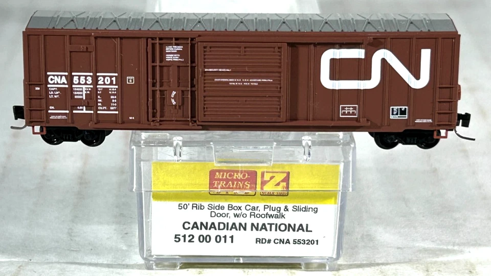 MICRO-TRAINS Z SCALE 50' RIB SIDE BOX CAR CANADIAN NATIONAL 51200011 - Image 1 of 3