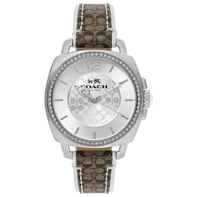 Coach Boyfriend Women's Silver Dial Leather Band Watch - 14502416 ($295 MSRP) - Image 1 of 4