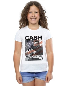 Johnny Cash Girls American Flag Overlay T-Shirt - Picture 1 of 11