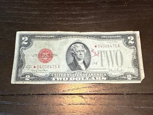 STAR NOTE 1928 G $2 Two Dollar Red Seal Star Banknote - Picture 1 of 9