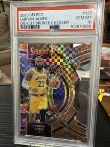 2023-24 Select LeBron James Bronze Checker Prizm Die Cut /49 PSA 10 Lakers - Picture 1 of 4