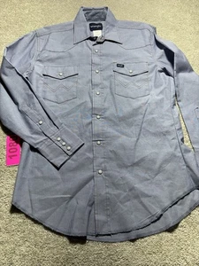 Camisa DE COLECCIÓN Wrangler Abotonada Talla Med Gris Perla A Presión Western Brushpopper Para Hombres - Imagen 1 de 6