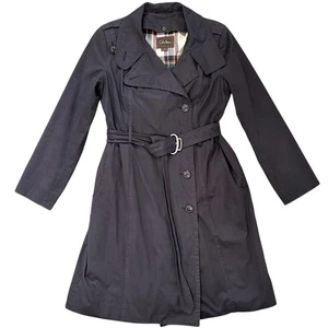 COLE HAAN Trench Coat Size SMALL Black Removable Lining Office Classic Old Money - Picture 1 of 23