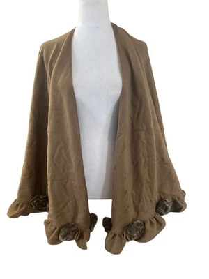 Dennis Basso NWT wool & Cashmere wrap ruffled trim OS - Image 1 of 4