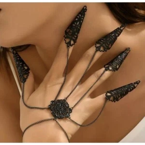Halloween Gothic Schwarz Rüstung Ring Armband Lochmuster Punk Nachtclub Schmuck - Bild 1 von 6