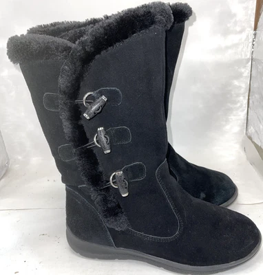 Botas bajas para mujer talla 8 negras gamuza piel sintética forradas palanca media pantorrilla invierno cálidas Foto 1 de 4