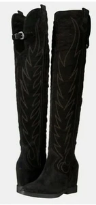 Ash Gaucho Boot 10 10.5 Leather Suede Knee High Wedge Heel Size EU 41 - Picture 1 of 12