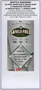 Mariners 1st WIN HR #1 GRAND SLAM at SAFECO T-MOBILE PARK 17.07.1999 Ticket Stub - Bild 1 von 12