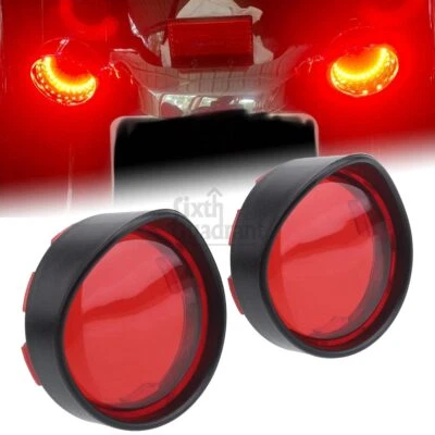 2Pcs Turn Signal Light Red Lens Trim Visor Cover For Harley Sportster XL883 1200 - Image 1 of 4