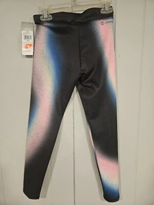 NWT-Girls Adidas Aeroready Black With Rainbow Print Tights-Girls Size Small  - Picture 1 of 5