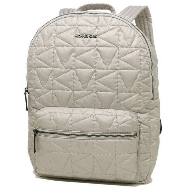 Michael Kors Winnie Large Quilted Nylon Backpack Tablet Bag Aluminum Grey