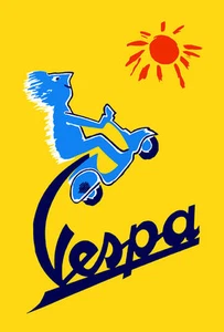 Póster publicitario vintage de scooter/motocicleta italiana Vespa - Imagen 1 de 1