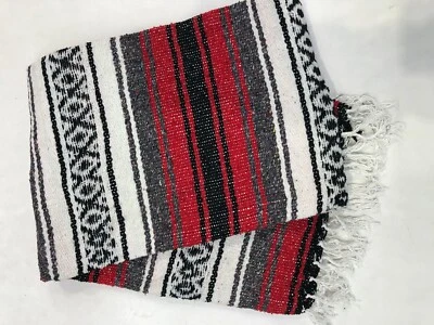 Manta Mexicana Falsa Genuina Tejida a Mano Serape Lanzamiento Yoga Mat Hecho en México  Foto 1 de 4