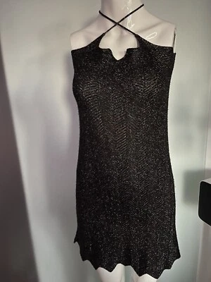Strick Kleid Überzieher Gr 38 M Mit Silber Glietzer - Bild 1 von 4