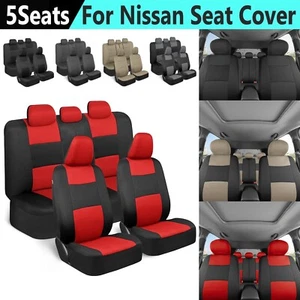 Juego completo de 5 fundas de asiento de tela para silla trasera delantera con cremallera para coche Nissan - Imagen 1 de 20
