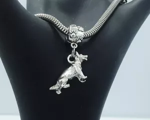 Deutscher Schäferhund Charm auf Pfotenabdruck Schieber Sterling s. plattiert 3D - Bild 1 von 3