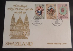 Swaziland 1981 Royal Wedding FDC First Day Cover Princess Diana Flowers Bouquet - Picture 1 of 1