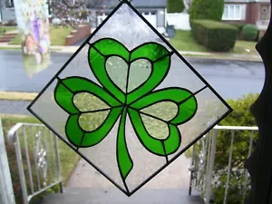 Stained Glass Shamrock Sun-catcher (Real Glass) - Picture 1 of 8