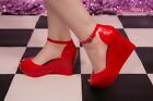 Vintage Retro Style Red PVC Peep toe Wedges Sandals by Carry Young collection 3