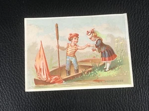 CHROMO CARD LA PROMENADE  EPOQUE 1880 90  - Foto 1 di 2