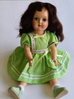 Beautiful Vintage Ideal Toni Doll P-91 16' Brunette, Green Eyes With Green Dress