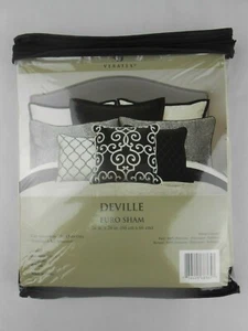 Veratex DEVILLE Reversible Euro Sham European Pillow Case White/Black NEW 26" - Picture 1 of 3