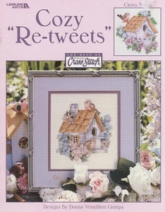 Leisure Arts Donna Vermillion Giampa Cozy Re-tweets Birds Cross Stitch Pattern - Picture 1 of 2