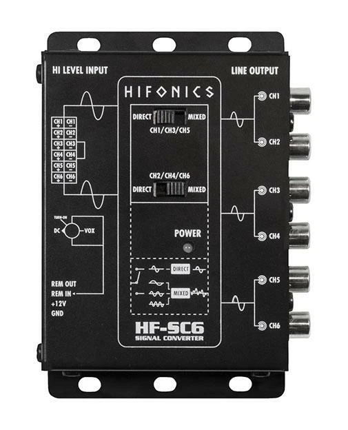 Hifonics 6 Canale Alto To Low Level Convertitore Autoradio HF-SC6 (Con Eps )