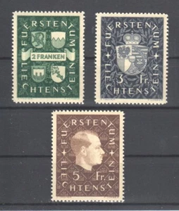 Liechtenstein ~ 1939 Coat of Arms & Prince Sc# 157-159 NH/** (B224) - Bild 1 von 2