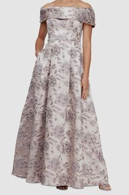 Alex Evenings Women's Purple Off-The-Shoulder Jacquard Dress Size 6 - Image 1 of 3