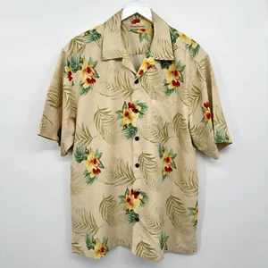 Tommy Bahama Hawaiian Shirt Mens Medium 100% Silk Beachy Coastal Island Floral - Picture 1 of 9